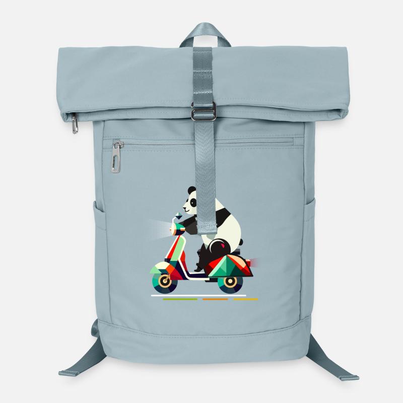 Panda plus mignon sur un scooter coloré Sac à dos ordinateur