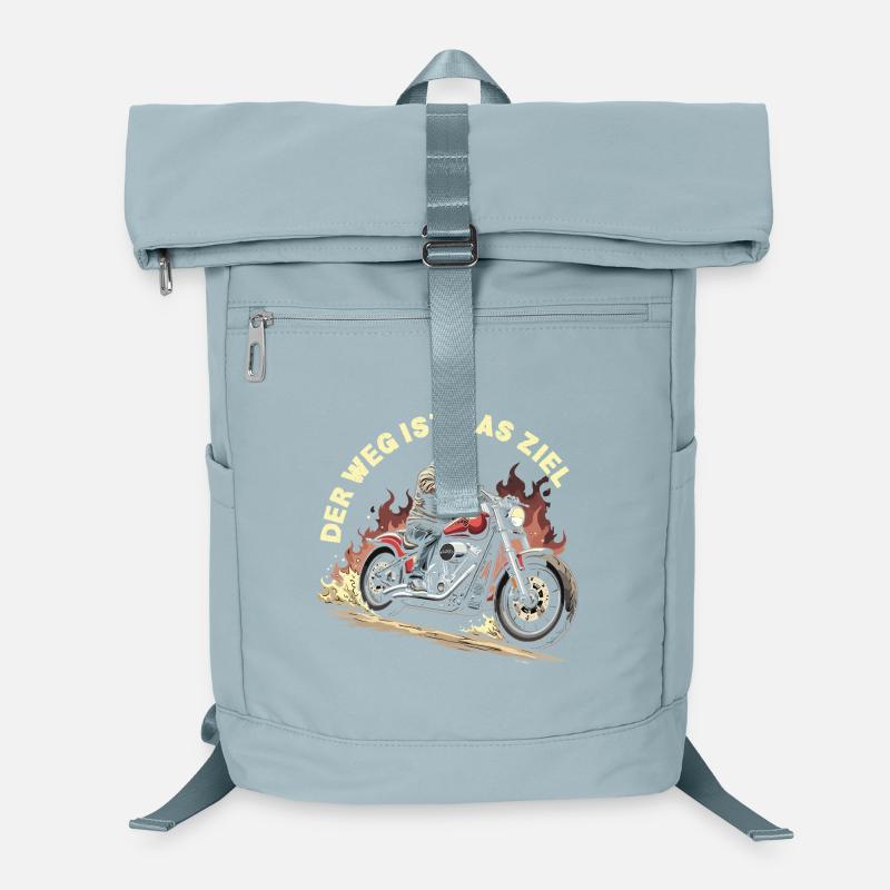 Totenkopf auf Motorrad mit Flammen Laptop-Rucksack 