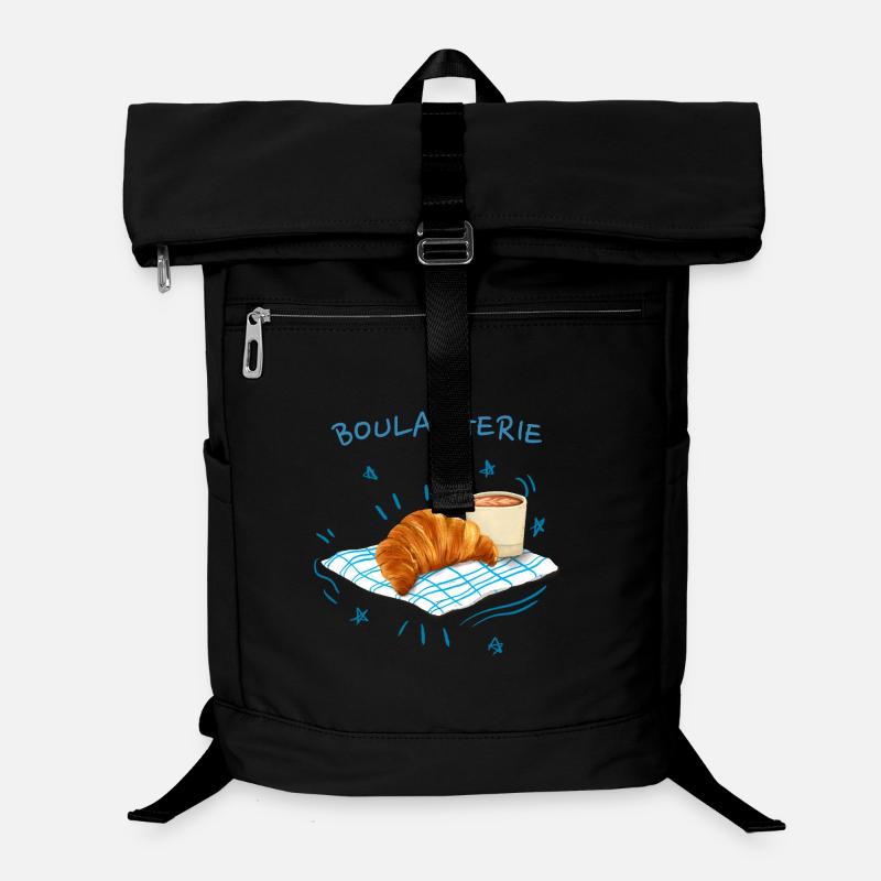 Retro-Blau-Croissant-Bäckerei Laptop-Rucksack 
