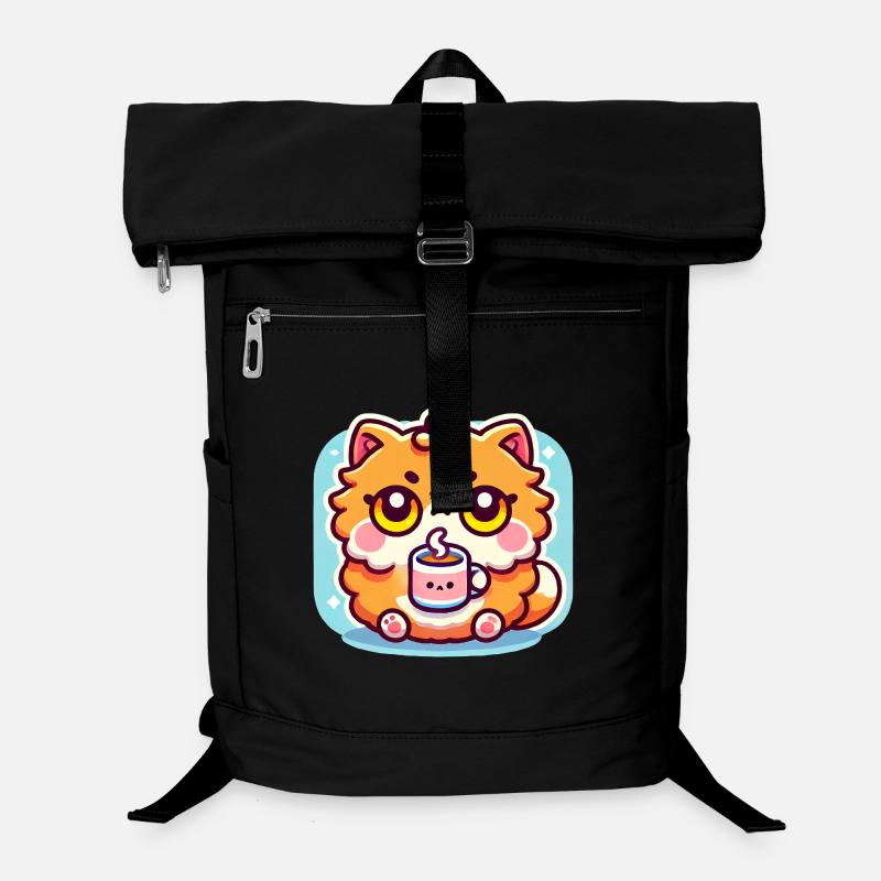 Süße Kaffeekatze, Kawaii Laptop-Rucksack 