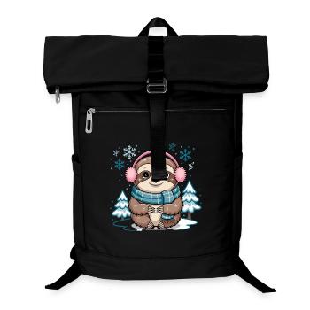  Winter Faultier Mit Schal Und Ohrwärmern - Laptop-Rucksack  - Schwarz - Vorne
