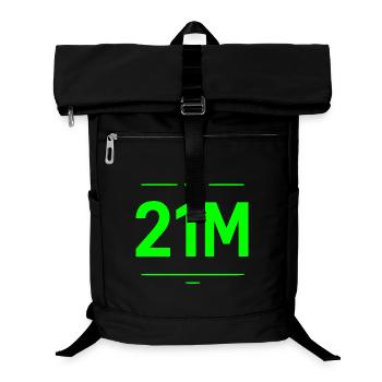 21M Bitcoin Schriftzug Neon Grün Motiv Limit - Laptop-Rucksack  - Schwarz - Vorne