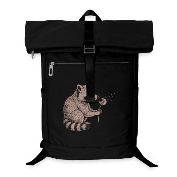 Whimsical Raccoon Dandelion Vintage Sketch Animal - Laptop-Rucksack  - Schwarz - Vorne
