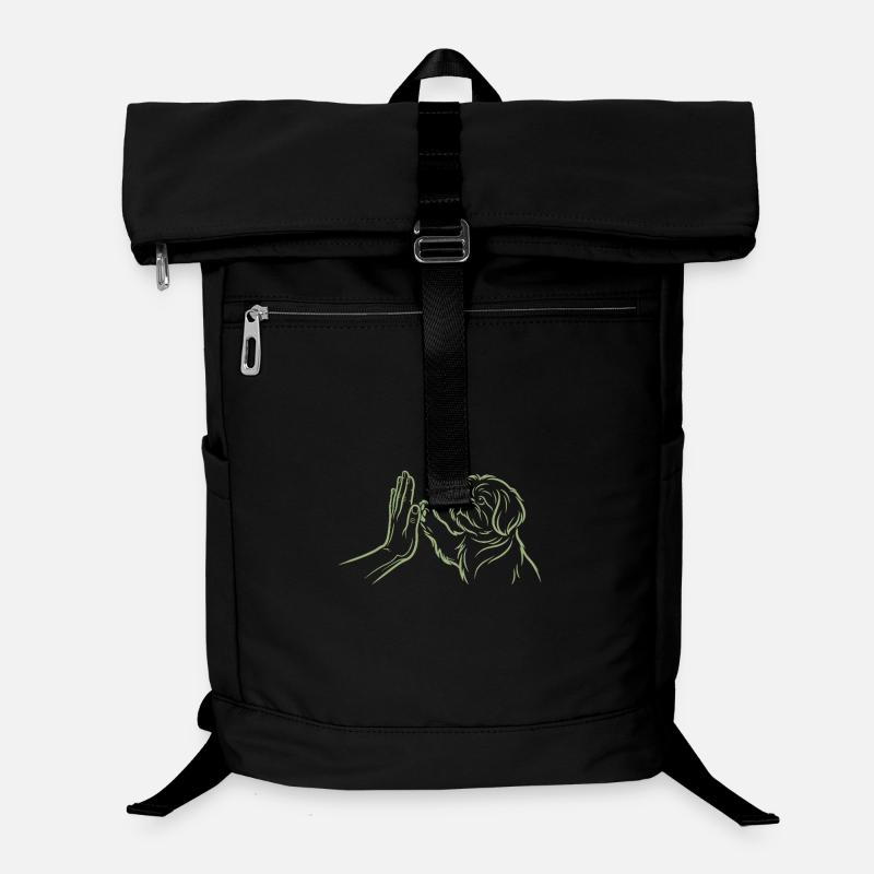 Hund Handschlag High Five Pfote Mensch Verbindung Laptop-Rucksack 