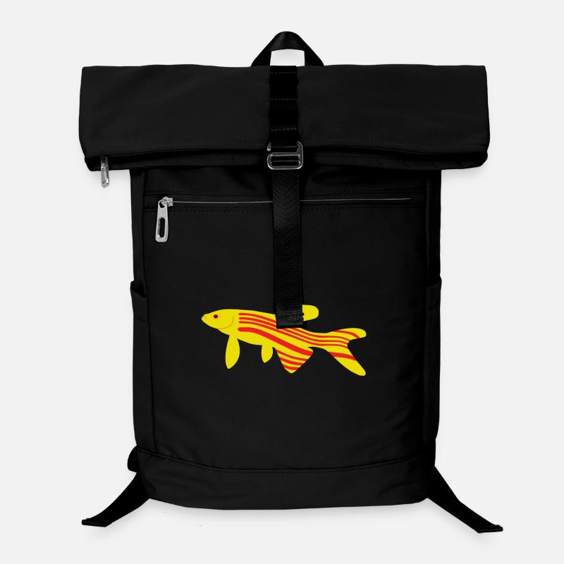 Danio rerio Poisson zèbre rouge et jaune - Sac à dos ordinateur - noir
