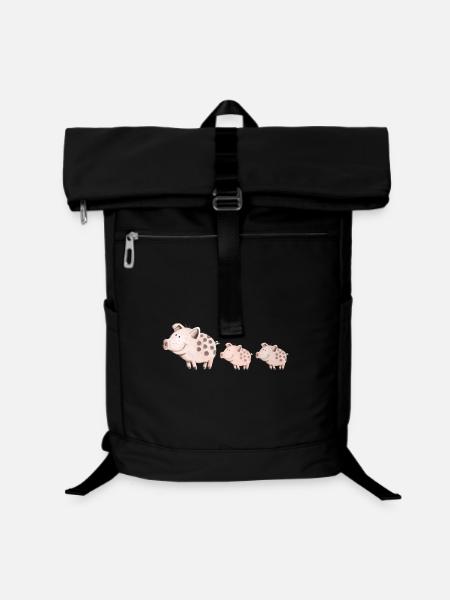 Schweine Familie - Laptop-Rucksack - Schwarz