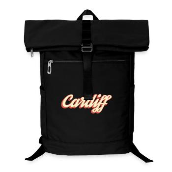Cardiff Retro Script Logo - Laptop-Rucksack  - Schwarz - Vorne
