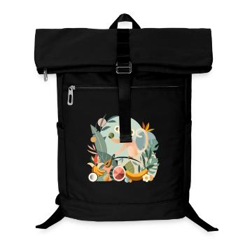 Playful monkey with tropical fruits - Laptop Backpack - black - Front