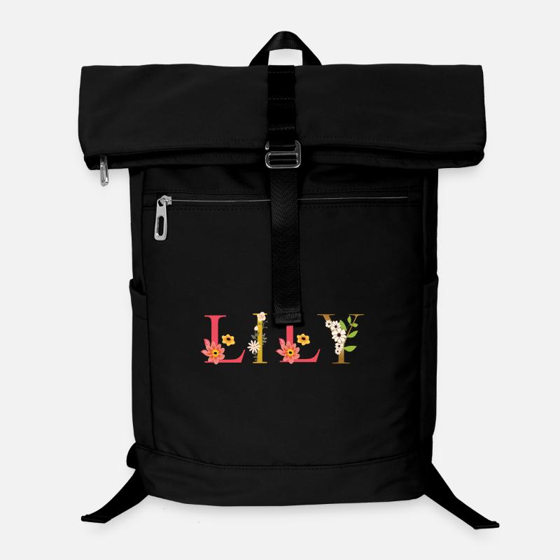 LILY Name mit Blumen geschmückt Laptop-Rucksack 