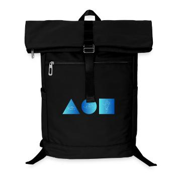 Blaues Linienmotiv Triathlon mit drei Symbolen - Laptop-Rucksack  - Schwarz - Vorne
