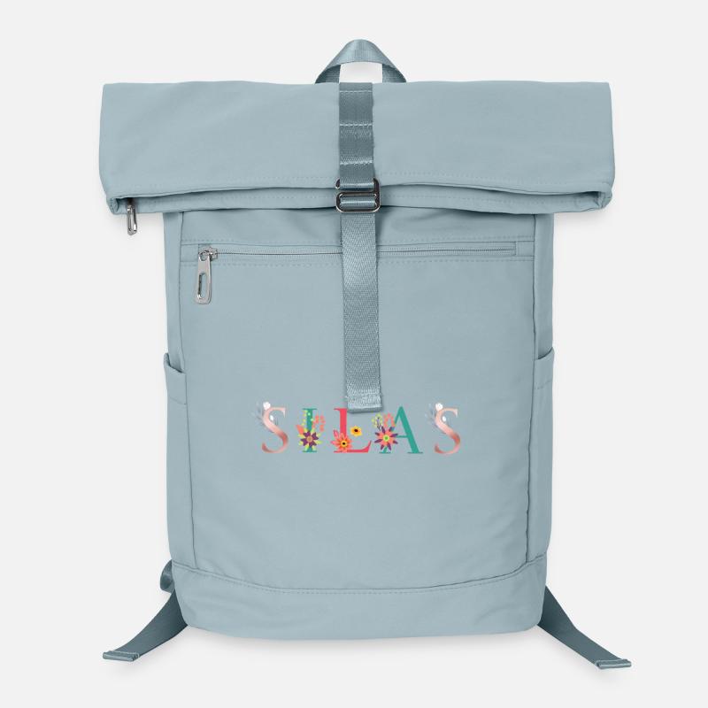 SILAS Name Art With Flowers Embroidered Laptop Backpack