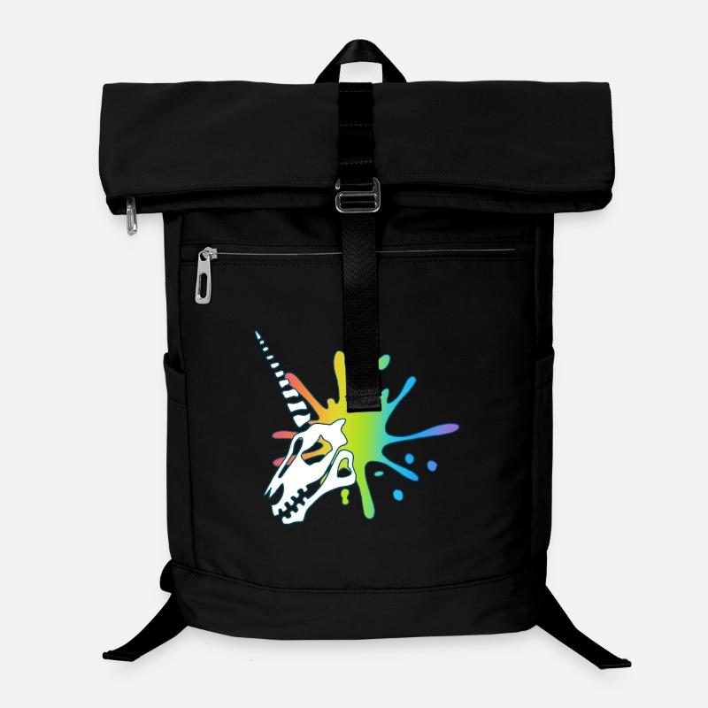 Unicorn skull and multicolored explosion Laptop Backpack