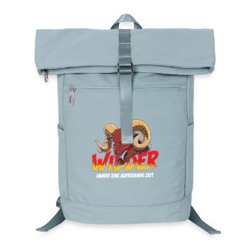 Widder mit Flammen-Text - Laptop-Rucksack  - Eisblau - Vorne