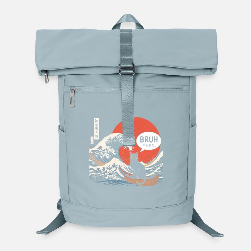 Bruh Cat Japanese Wave Aesthetic Laptop Backpack