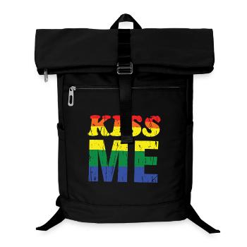Kiss Me Regenbogen Retro-Schrift - Laptop-Rucksack  - Schwarz - Vorne