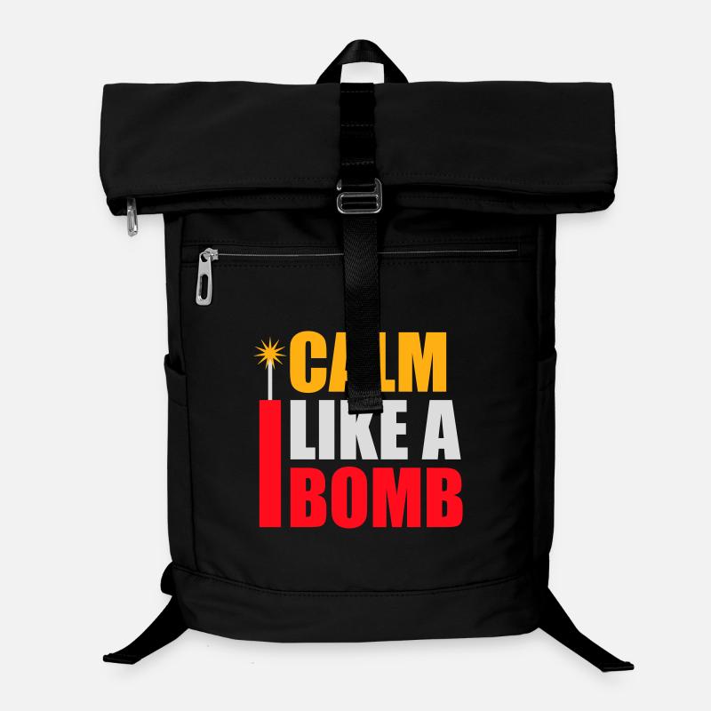 Calm Like Bomb Paradox Irony Humor Explosive Joke Laptop Backpack