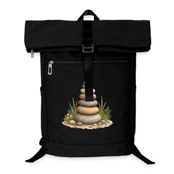 Motif du repos du jardin d’équilibre de la tour en pierre zen - Sac à dos ordinateur - noir - Devant