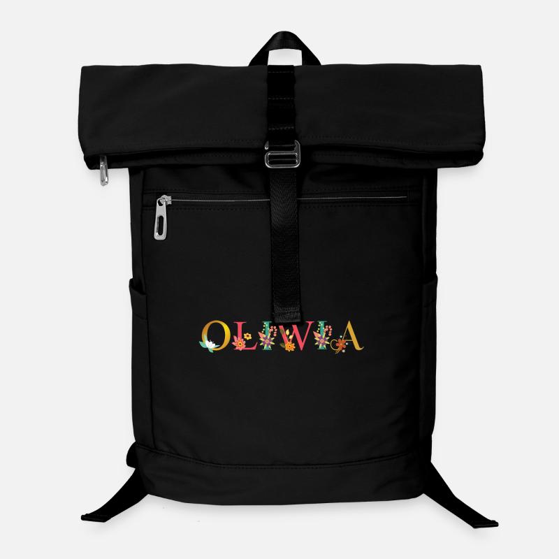 OLIWIA Name mit Blumen geschmückt Laptop-Rucksack 