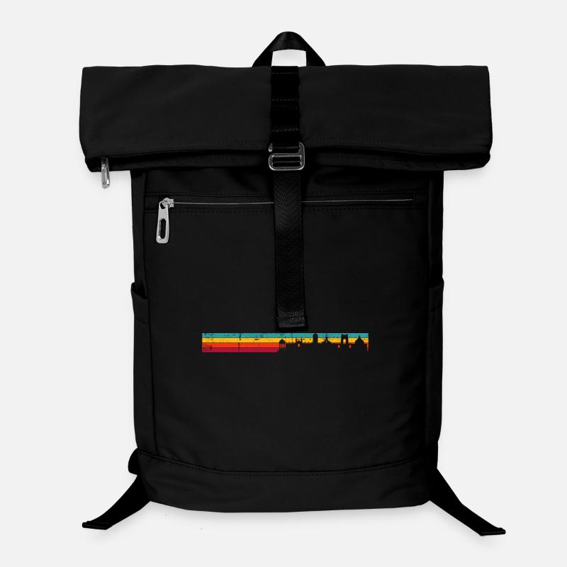 Retro Regenbogen Skyline Laptop-Rucksack 