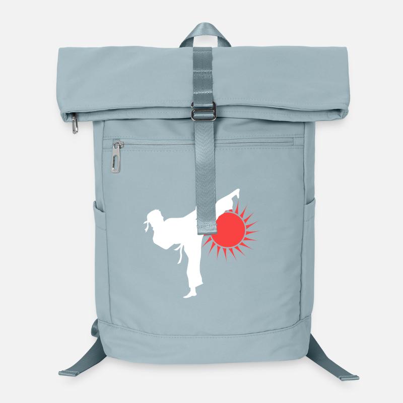 Karate Kick Silhouette mit roter Sonne Laptop-Rucksack 