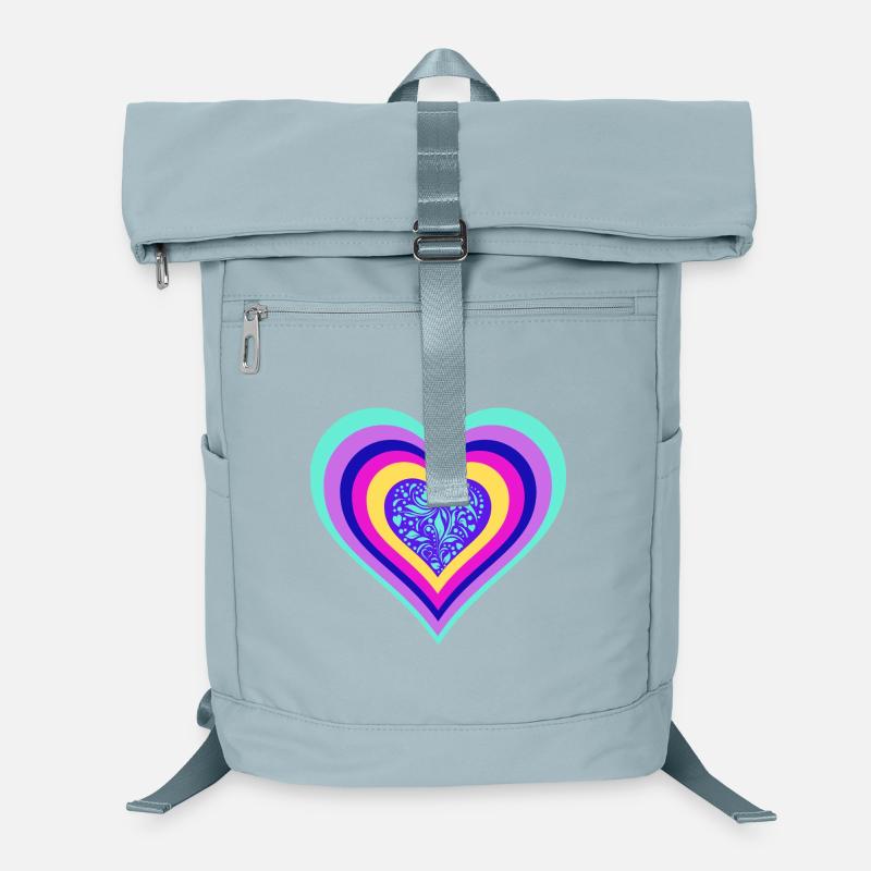 Buntes Herz mit Floralem Muster Laptop-Rucksack 