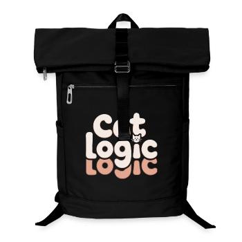  Cat Logic Lustiger Katzen Spruch Für - Laptop-Rucksack  - Schwarz - Vorne