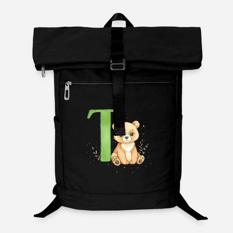 Teddy bear with green letter T Laptop Backpack