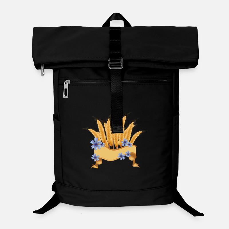 Wheat ears and cornflower blossoms with banners Laptop Backpack