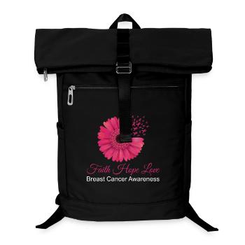 Glaube Hoffnung Liebe Brustkrebs Bewusstsein Blume T-Shirt - Laptop-Rucksack  - Schwarz - Vorne