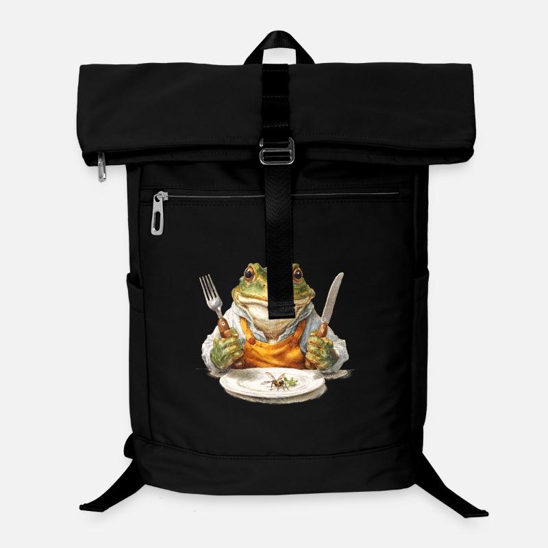 Froschkoch mit Gabel und Messer - Laptop-Rucksack  - Schwarz