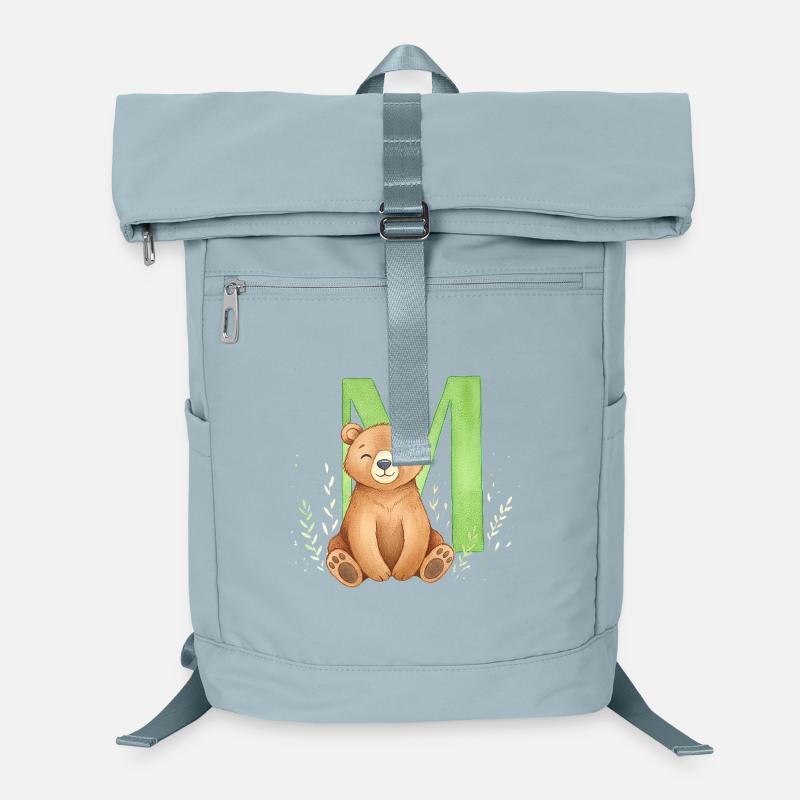 Bärchen vor grünem M – Aquarellstil Laptop-Rucksack 