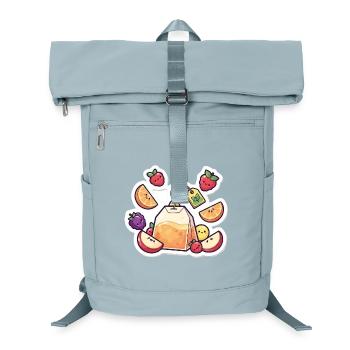 Thé Fruity Lunchbag ,Autocollant de dessin animé de thé - Sac à dos ordinateur - bleu glacier - Devant