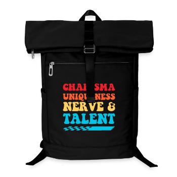 Charisma, Einzigartigkeit, Nerven & Talent - Laptop-Rucksack  - Schwarz - Vorne