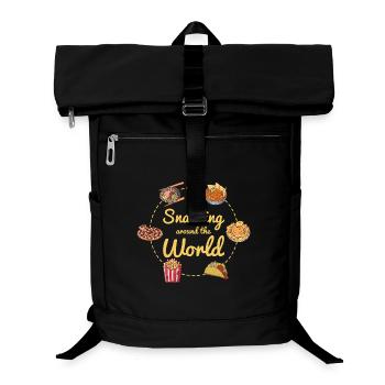 Grignotage autour du monde : Motif du voyage culinaire - Sac à dos ordinateur - noir - Devant