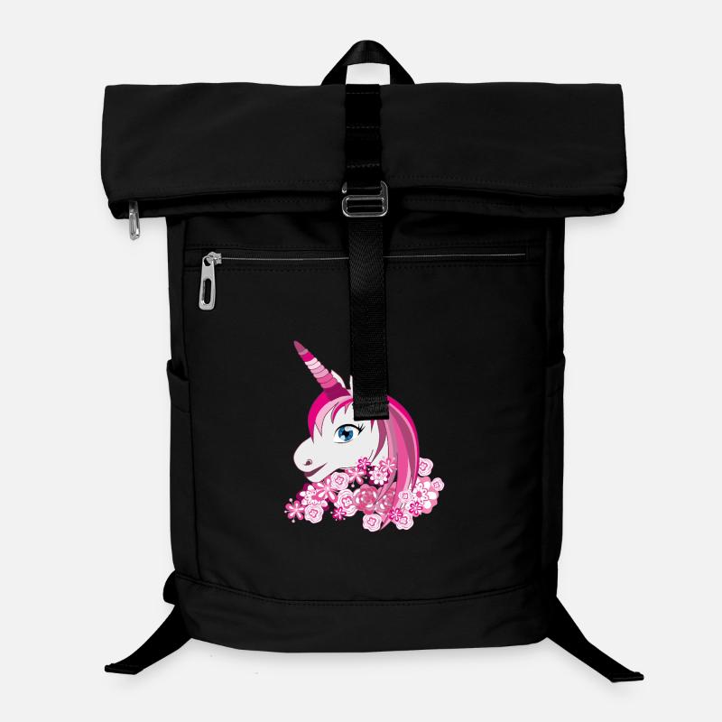 Pinkes Einhorn mit Blütenkrone Laptop-Rucksack 