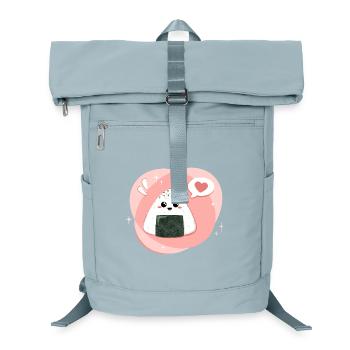 Kawaii Onigiri in pink rosa mit Herz - Laptop-Rucksack  - Eisblau - Vorne