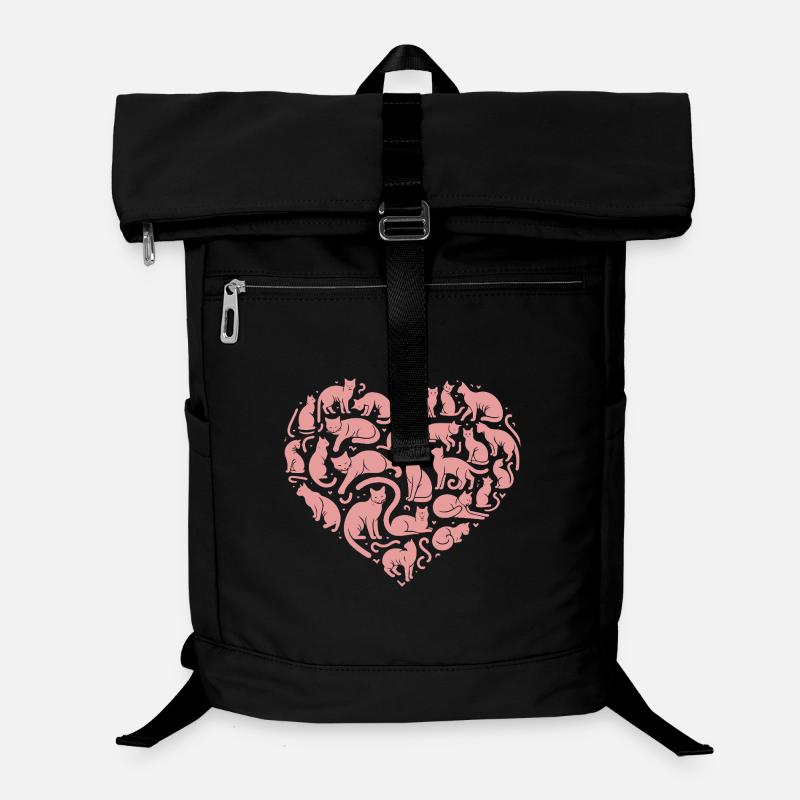 Cat Heart Silhouette Pink Laptop Backpack