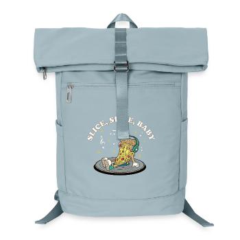Slice Slice Baby – Lustiger Pizza Spruch Retro - Laptop-Rucksack  - Eisblau - Vorne