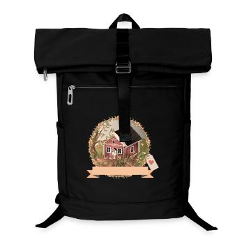 Small red house in the garden in oil painting style - Laptop Backpack - black - Front