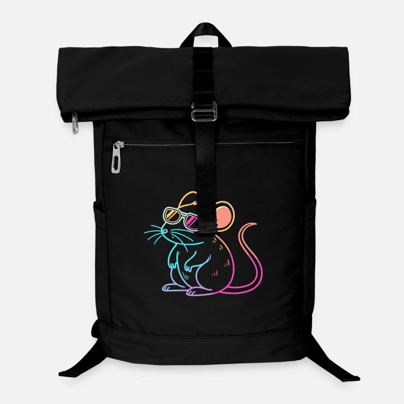 Rat arc-en-ciel lunettes neon Sac à dos ordinateur