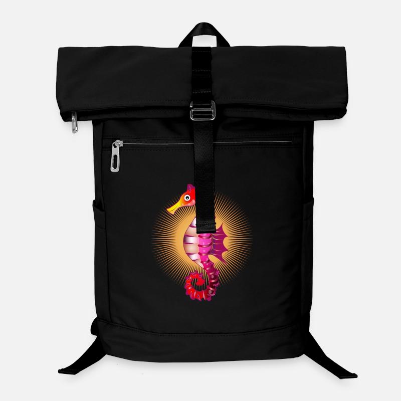 mignon hippocampe radieux dans le style comique Sac à dos ordinateur
