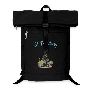 St. Petersburg, Church, Russia, Line Drawing - Laptop Backpack - black - Front
