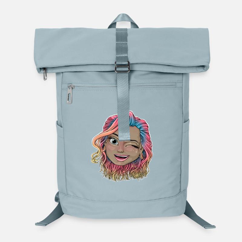 Vibrant Winking Illustration Laptop Backpack