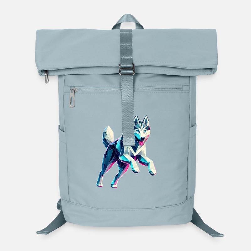 Dog Husky Running Origami Geometric 3D Laptop Backpack