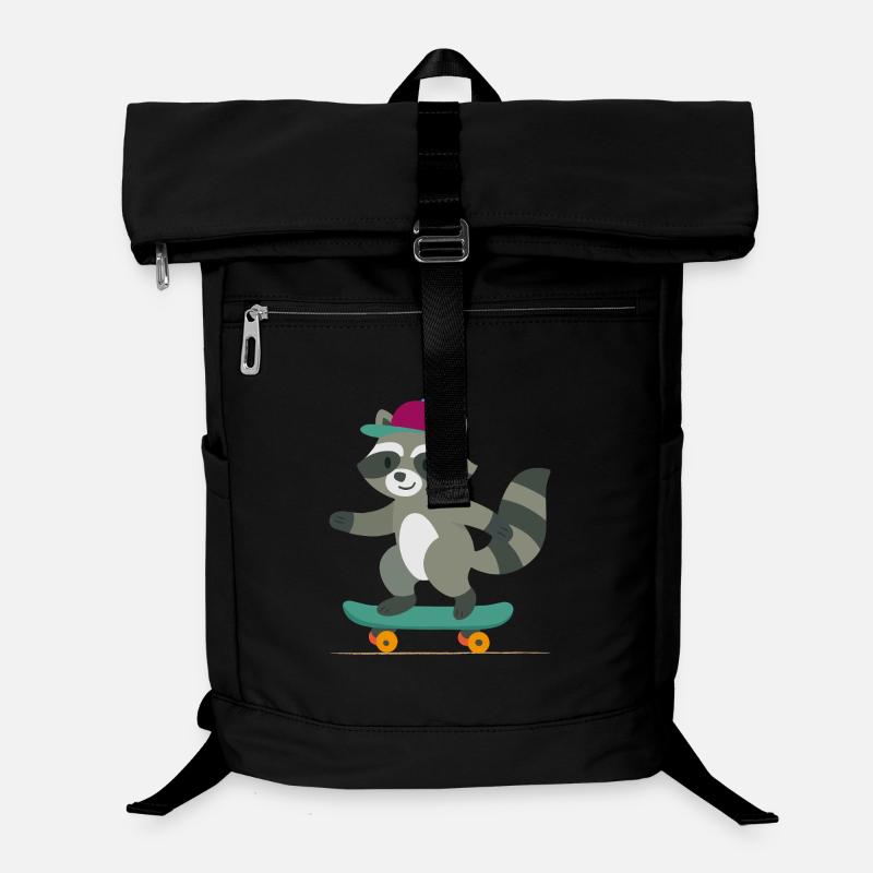 Skateboard raccoon with baseball cap Laptop Backpack