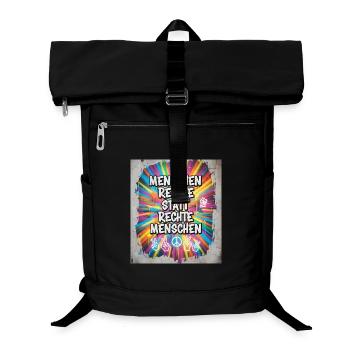 Buntes Graffiti Menschenrechte Statement - Laptop-Rucksack  - Schwarz - Vorne