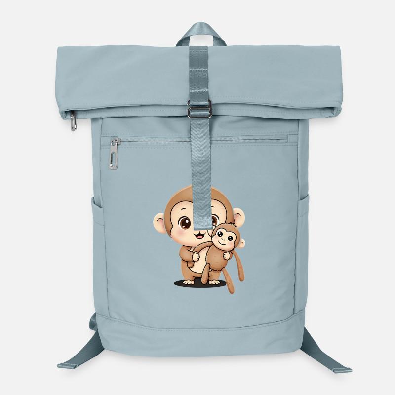 Cute Punch Monkey Holding Soft Toy Laptop Backpack