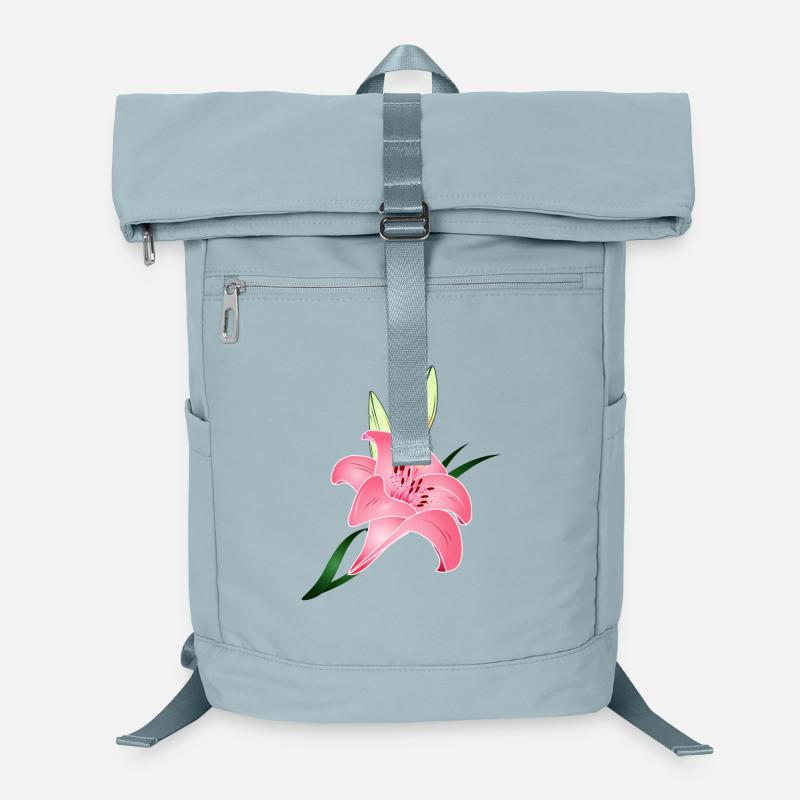 fleur de lys rose avec deux bourgeons Sac à dos ordinateur
