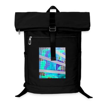 Neon Abstrakte Streifen Kollage - Laptop-Rucksack  - Schwarz - Vorne