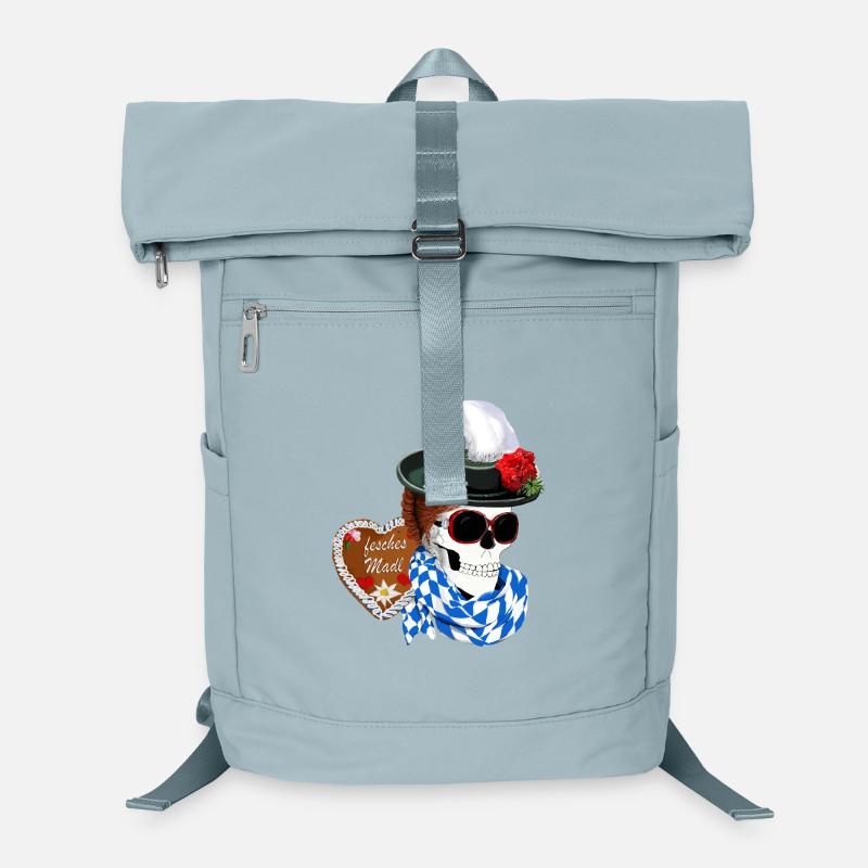 Weiblicher Skull mit Hut und Gretelfrisur Laptop-Rucksack 